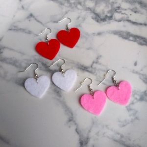 Valentine's Heart Shaped Earrings 3 Pairs